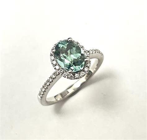 Green Blue Tourmaline And Diamond Ring 14kw Forest Of Jewels