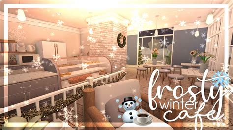 Another full pink cafe build again! bloxburg | frosty winter cafe, no gamepasses| 35k ☃️☕️ ️ ...