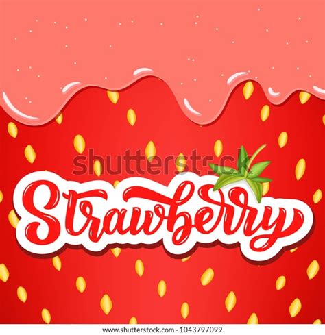 Strawberry Hand Lettering Custom Typography Cartoon Stock Vector