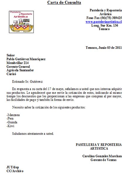 Agrícola Santander Carta De Consulta Maria Ignacia Ruiz