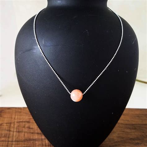 Moonstone Necklace Pink Moonstone On A Sterling Silver Necklace Chain