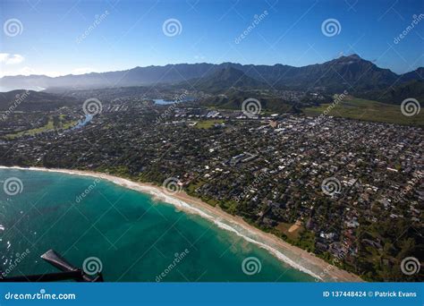 Beautiful Aerial View Of Kailua Beach Oahu Hawaii On The Greener And