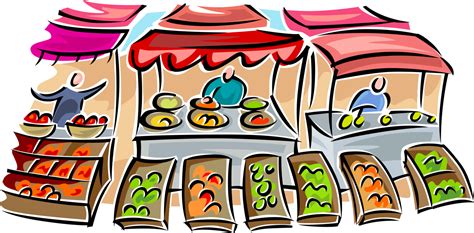 Vector Illustration Of Outdoor Farmers Food Market Markt Clipart