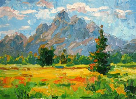 Impressionistic Plein Air Landscape Painting Entitled Mountain Meadow
