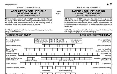 Application For Licensing Of Motor Vehicle South Alv Form Ninjafasr