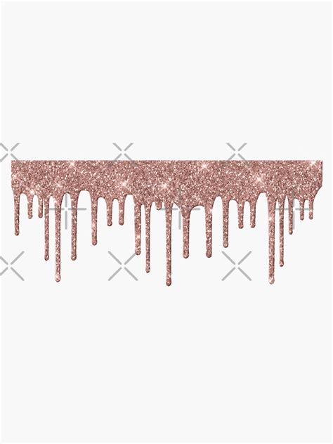 Rose Gold Trendy Sparkle Glitter Drips Sticker For Sale By