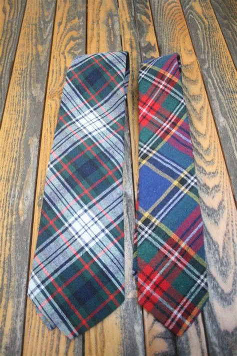 Vintage Pair Of Plaid Ties Mens Neckties Retro 1960s Retro Tie