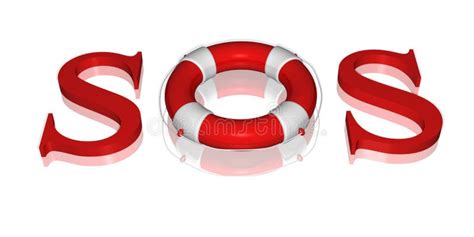 Signal Sos Text By Life Buoy Stock Illustration Illustration Of Help