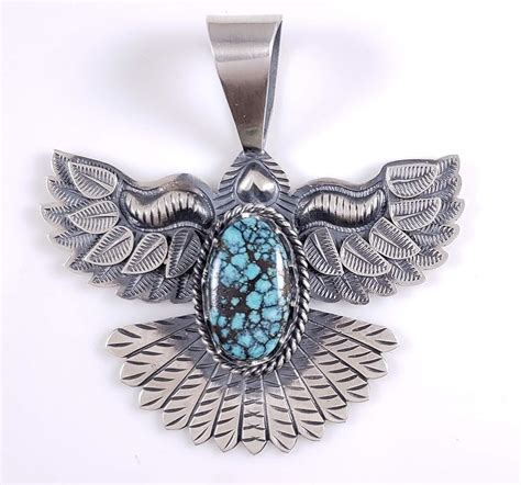 Amazon Com Navajo Eagle Pendant Sterling Silver Hubei Turquoise