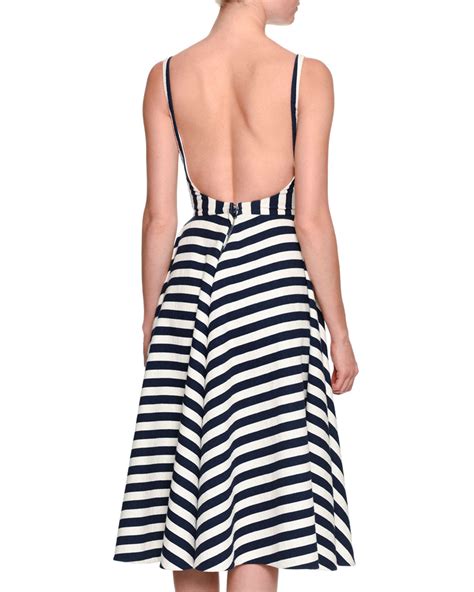 Dolce And Gabbana Sleeveless Striped Beach Applique Dress Black