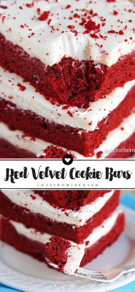 Red Velvet Cookie Bars With Cream Cheese Frosting | Red velvet cookie bars, Delicious cookie ...