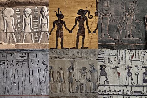 Gray Alien Drawings On Ancient Egypt Wall Stable Diffusion