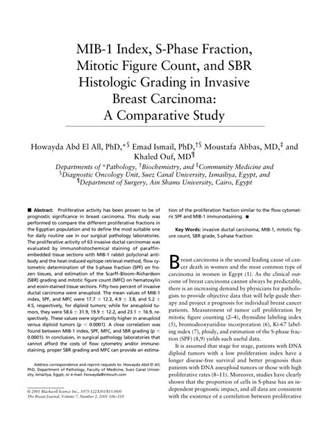 Pdf Mib1 Index S Phase Fraction Mitotic Figure Count And Sbr