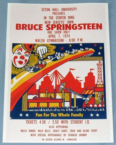 Bruce Springsteen Concert Poster Seton Hall The Wild The Innocent