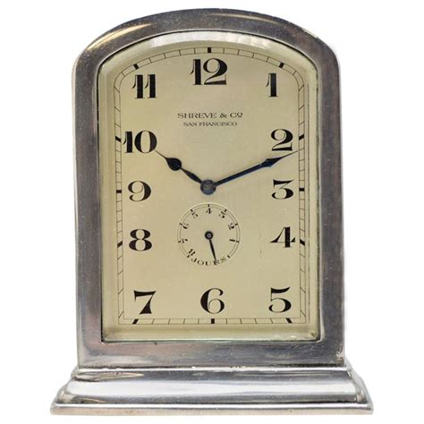 Shreve And Co By Longines Sterling Silver Art Deco Gothic Desk Clock