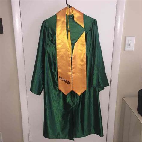 Green Graduation Cap Gown Andhonors Sash Graduation Cap And Gown