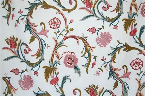 Cotton Crewel Embroidered Fabric Multicolor Flr006 Best Of Kashmir