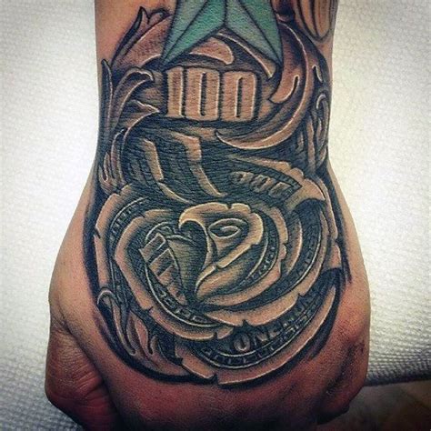 Money rose tattoos will allow you to embark on a journey towards actualization. One Hundred Money Rose Flower Hand Tattoo Decorative Style ...