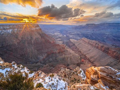 Grand Canyon National Park Sunset Winter Snow South Rim Gcnp Fine Art
