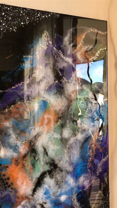 Original Abstract Resin Painting On Canvas Fluid Art