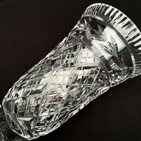 Old Vintage Waterford Crystal Footed Vase In A Glandore Pattern