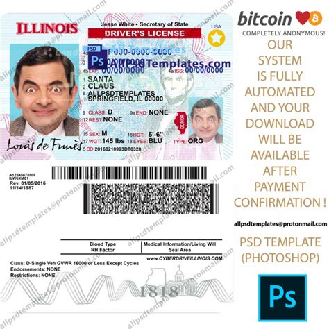 Illinois Driver License Template All Psd Templates