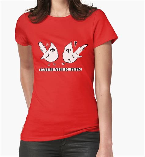 Calm Your Tits Womens Fitted T Shirts By Amateurdabbling Redbubble