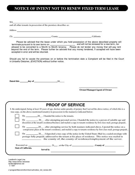 If preferred, fax is acceptable, put signature line and i will return by fax, signed. my lease (rent stabilized) says that failure to notify the landlord your intent(renew or vacate) in a lease renewal can jeopardize your right to continued tenancy. Letter To Notify Landlord Not Renewing Lease : FREE 12 ...