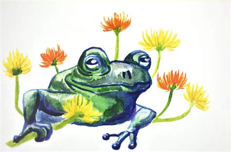 Frog Art Print Watercolor Painting Frog Painting Digital Etsy