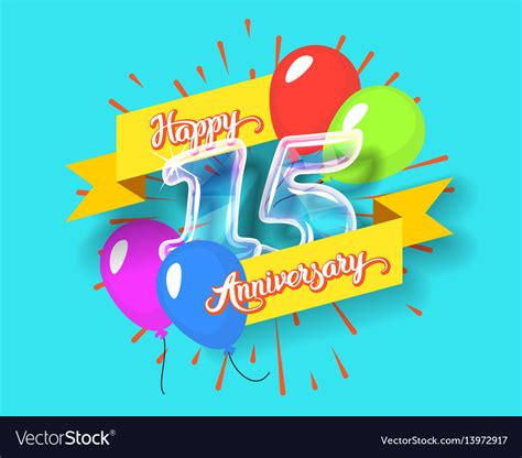 Happy 15th Anniversary Glass Bulb Numbers Set Vector Image