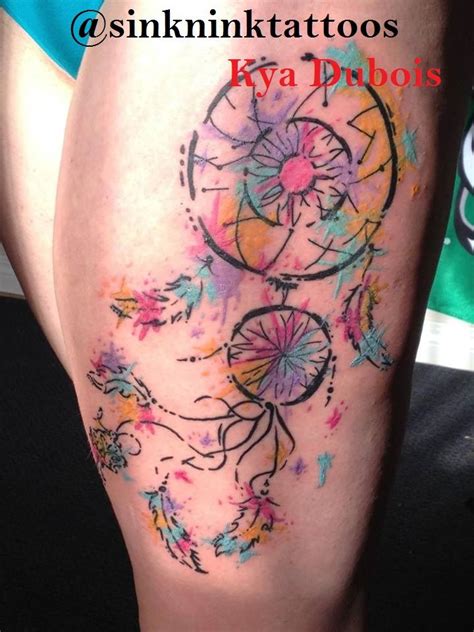 Women Tattoo Dream Catcher Tattoo Color Tattoo Girly Tattoos Thigh