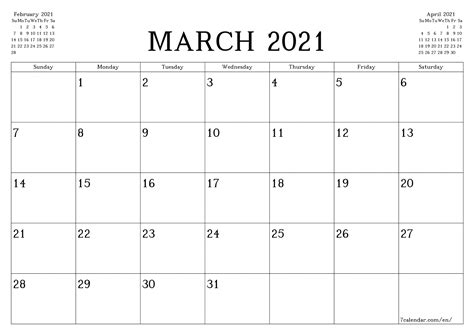 Printable Blank Monthly Calendar 2021 With Lines Ten Free Printable