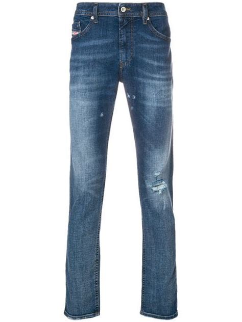 Diesel Schmale Distressed Jeans In Blue Modesens