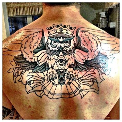 Awesome Owl Back Tattoo Design For Men Cool Tattoo Designs