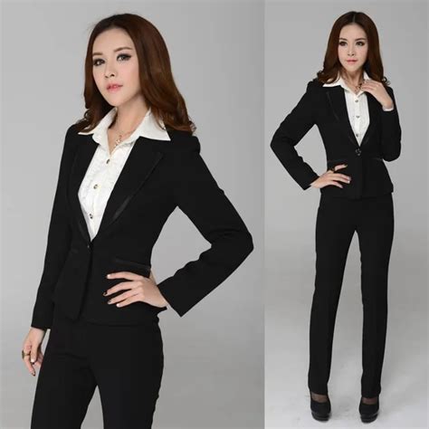 new 2015 autumn and winter formal women pant suits work wear blazer female office uniform styles