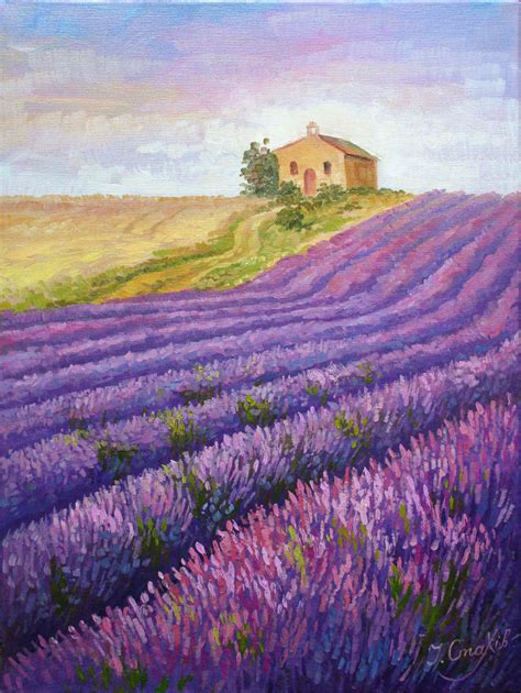 Lavender Field Original Oil Painting On Canvas Landscape Paintings