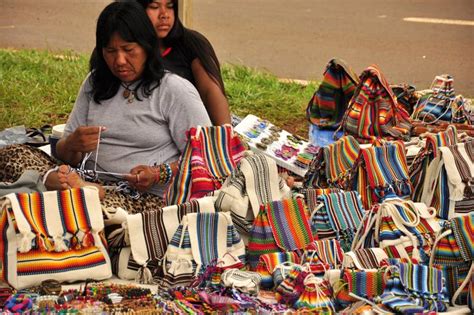 Indigenous Women Selling Traditional South America Handmade Bags