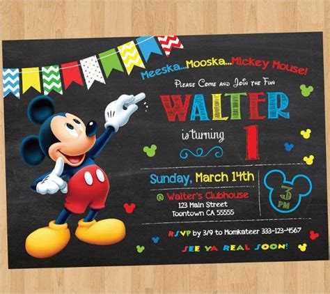 20 Mickey Mouse Birthday Invitation Templates Free Sample Example