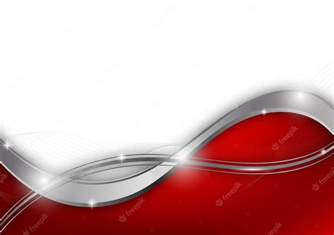 Premium Vector Red And Silver Color Geometric Wave Abstract Background