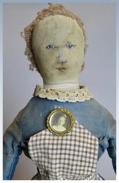 Antique 17 Americana Ink Drawn Painted Face Cloth Doll Doll Face Paint Doll Painting Doll