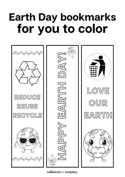 Free Printable Earth Day Coloring Bookmarks Cobberson Co