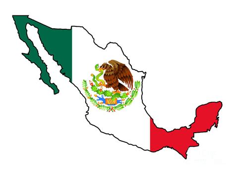 Mexico Map Outline And Flag Digital Art By Bigalbaloo Stock Fine Art