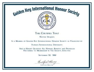 Golden Key International Honour Society Certificate Ppt