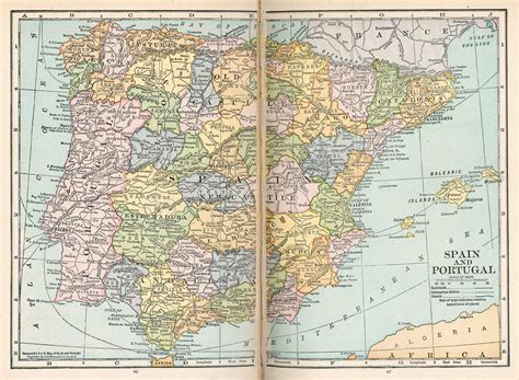 Mapa De España Y Portugal 1921 Tamaño Completo