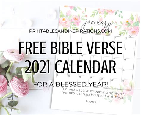 2021 Bible Verse Calendar Free Printable Printables And Inspirations