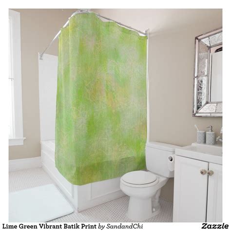 Lime Green Vibrant Batik Print Shower Curtain Green Shower Curtains
