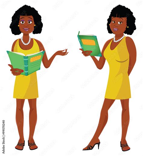 cartoon vector illustration of a sexy teacher african stock vector adobe stock