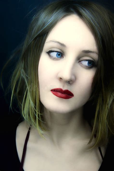Beautiful Woman With Dark Blue Eyes Stock Image Image Of Portrait