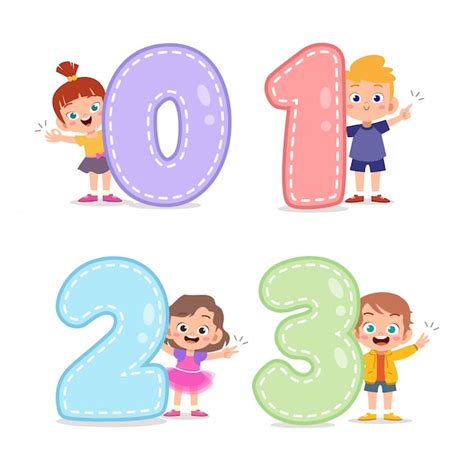 Premium Vector Cartoon Kids With 123 Numbers