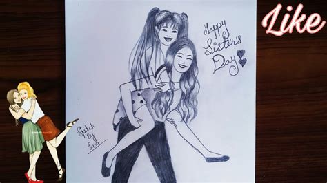 How To Draw Sisters Day Special Pencil Sketch Youtube